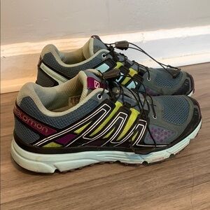 Salomon Women’s Trail Running Shoes - Gray with Purple & Lime